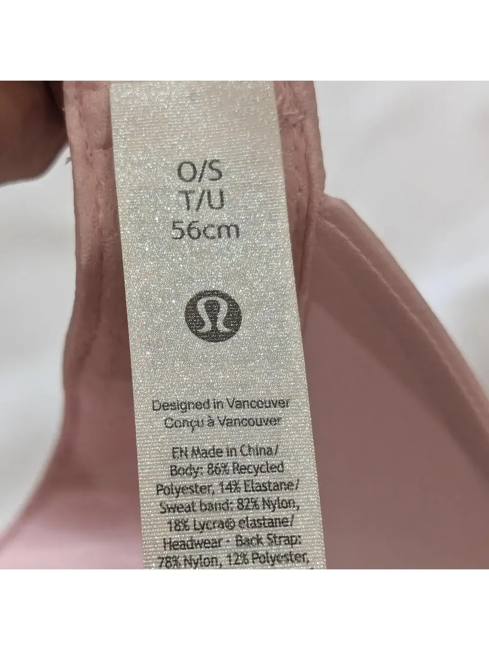 lululemon Fast Paced Wide Band Run Visor Light Pink O/S 56cm NWT Adjustable